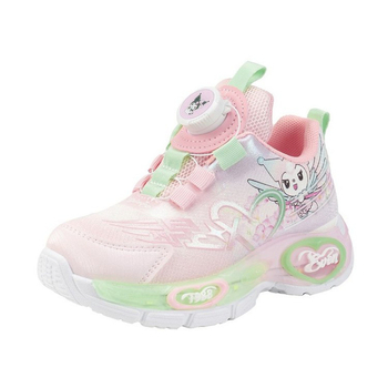 Laste jooksejalatsid karikatuurimustriga, PU ülemine, kummist talla, pöörlevate nuppude kinnitusega, 1–3 aastat