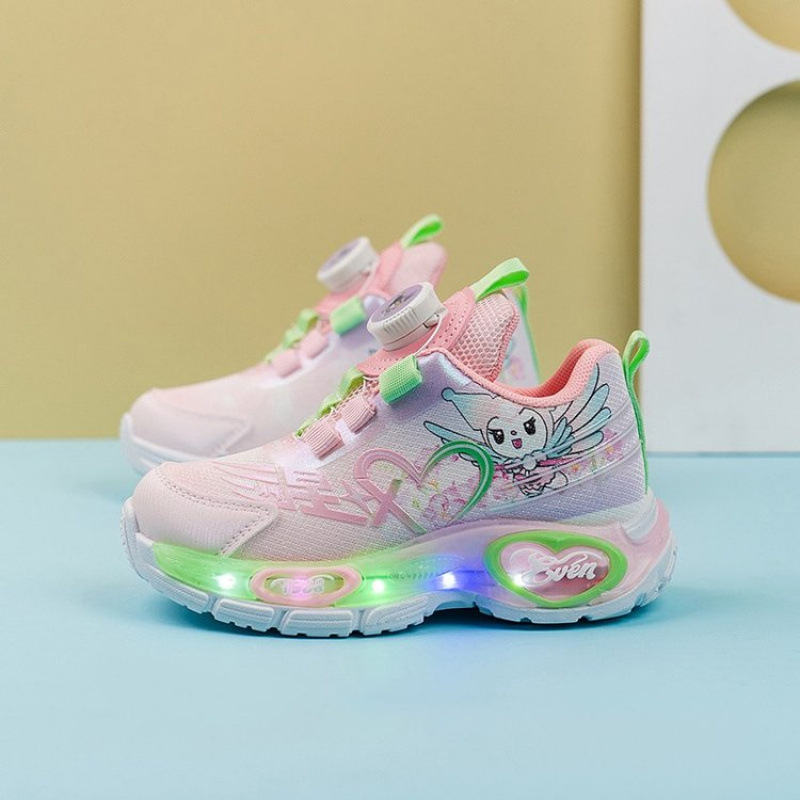 Laste jooksejalatsid karikatuurimustriga, PU ülemine, kummist talla, pöörlevate nuppude kinnitusega, 1–3 aastat