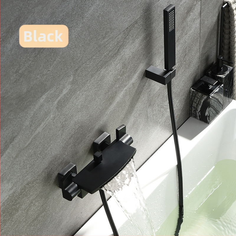 Meďový sprchový set s vodopádom, nástenný, dvojitá konštrukcia, keramický ventil, prevádzková teplota 0–90°C