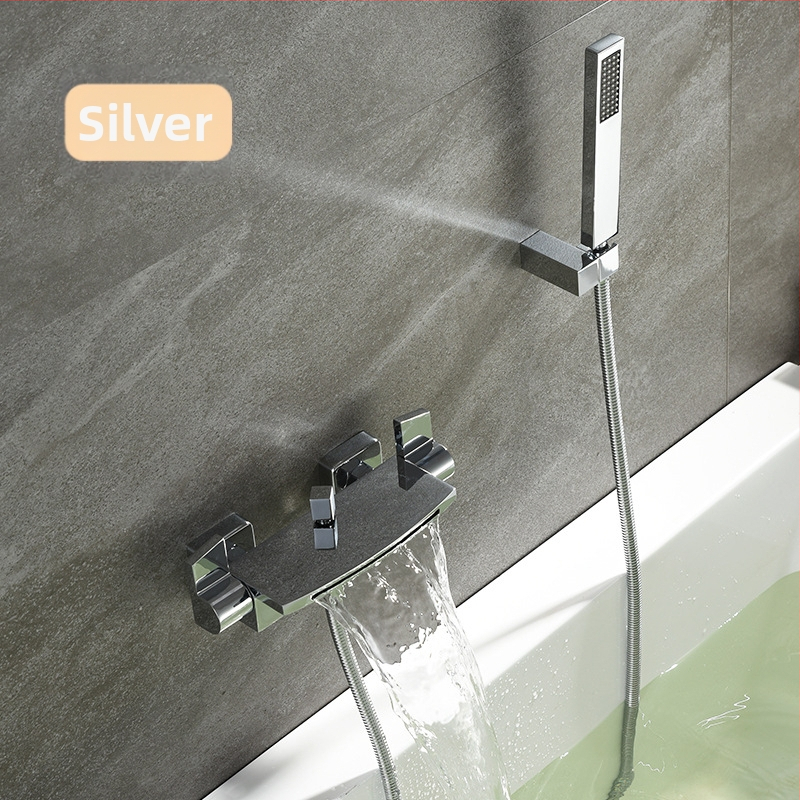 Meďový sprchový set s vodopádom, nástenný, dvojitá konštrukcia, keramický ventil, prevádzková teplota 0–90°C