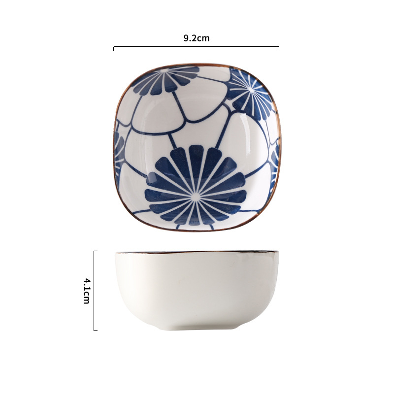 Keramická štvorcová miska na korenie s pruhovaným vzorom, retro štýl, podglazúrované prevedenie, mikrovlnná rúra vhodná, možnosť prispôsobenia