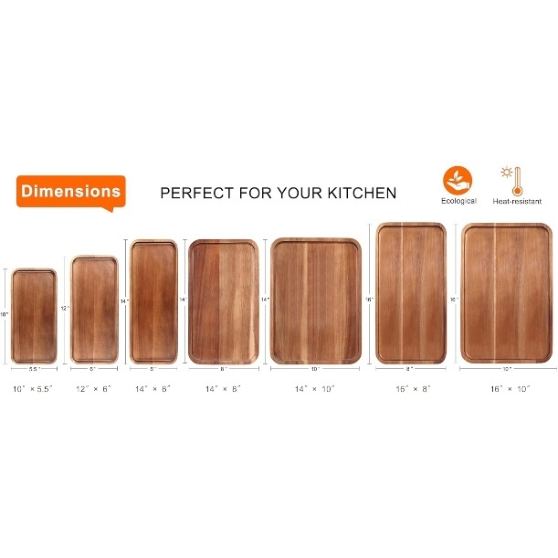 Fumei séria z akácie, bambusový obdĺžnikový tanier na večeru – minimalistický dizajn