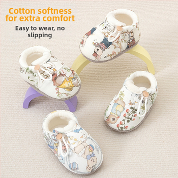 Detské topánky s mäkkou podrážkou pre prvé kroky — horný materiál bavlna, podšívka bavlna, dýchajúce, protišmykové, nízky členok, vhodné pre zimu, jar a jeseň