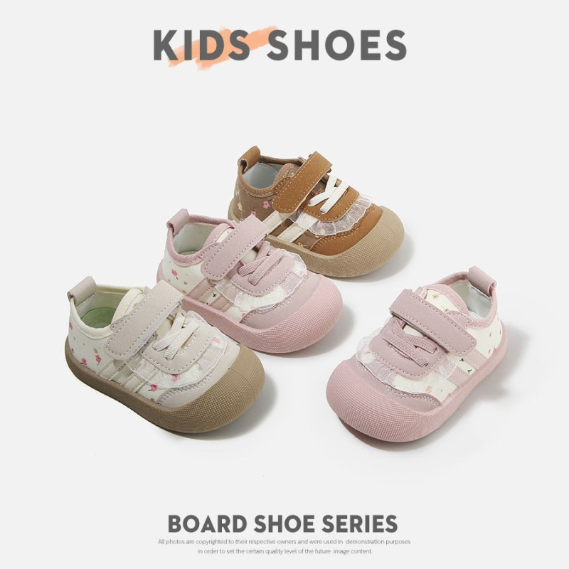 Pantofi sport pentru sugari cu țesătură florală – talpă moale, anti-derapare, vârsta 12–36 de luni, partea superioară: Super Fiber Leather