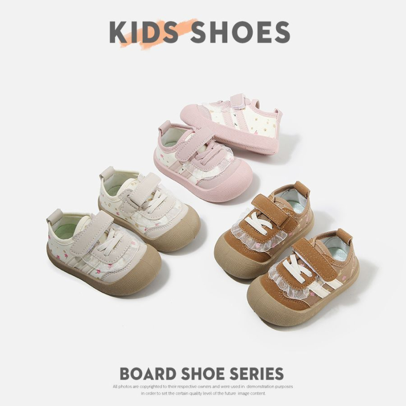 Pantofi sport pentru sugari cu țesătură florală – talpă moale, anti-derapare, vârsta 12–36 de luni, partea superioară: Super Fiber Leather