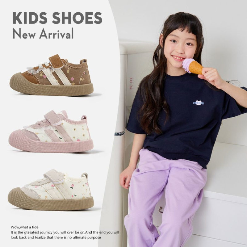 Pantofi sport pentru sugari cu țesătură florală – talpă moale, anti-derapare, vârsta 12–36 de luni, partea superioară: Super Fiber Leather