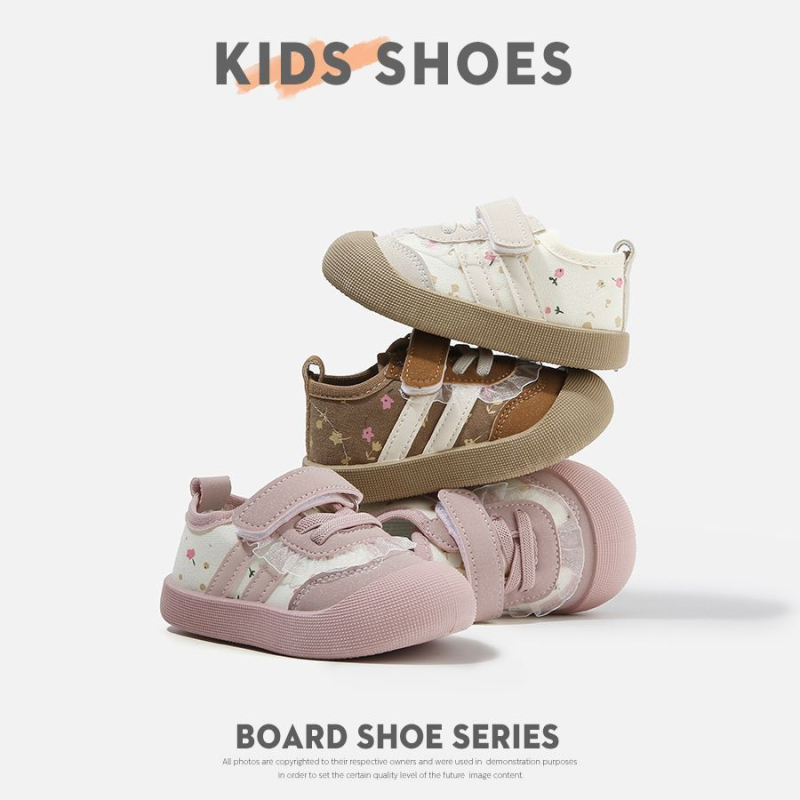 Pantofi sport pentru sugari cu țesătură florală – talpă moale, anti-derapare, vârsta 12–36 de luni, partea superioară: Super Fiber Leather