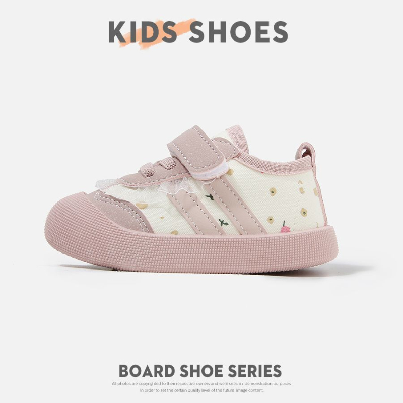 Pantofi sport pentru sugari cu țesătură florală – talpă moale, anti-derapare, vârsta 12–36 de luni, partea superioară: Super Fiber Leather