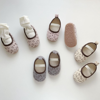 Unisex cipele za učenje za bebe, gornji dio od pamukaste tkanine, mekana protuklizna potplat, jednostavno obuvanje uz elastičnu traku, za djecu od 12 do 36 mjeseci