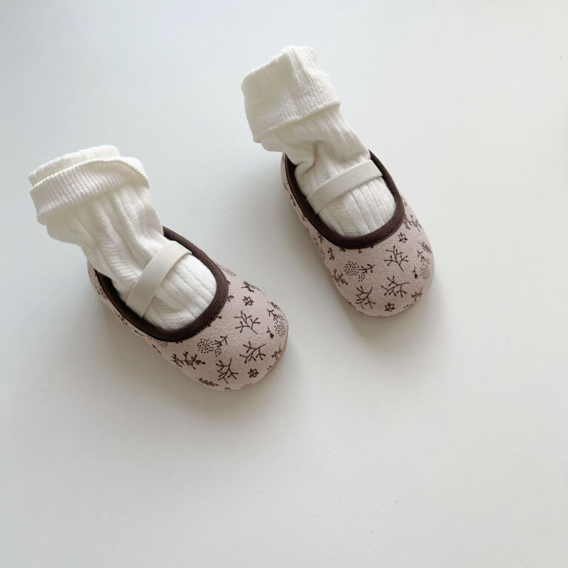 Unisex cipele za učenje za bebe, gornji dio od pamukaste tkanine, mekana protuklizna potplat, jednostavno obuvanje uz elastičnu traku, za djecu od 12 do 36 mjeseci