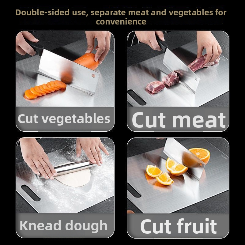 Nerezová doska na krájanie s antibakteriálnymi vlastnosťami, protišmyčná, prenosná a odolná voči plesniam pre kuchyne