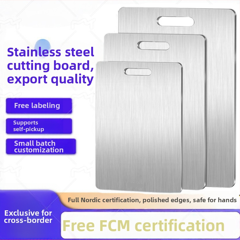 Nerezová doska na krájanie s antibakteriálnymi vlastnosťami, protišmyčná, prenosná a odolná voči plesniam pre kuchyne