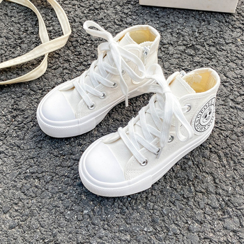 Detské plátenné tenisky strednej výšky s bočným zipsom, gumová podrážka, EVA vložka, priedušné