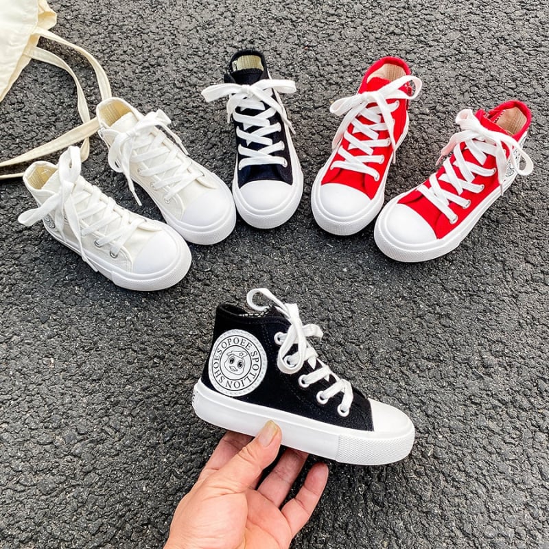 Detské plátenné tenisky strednej výšky s bočným zipsom, gumová podrážka, EVA vložka, priedušné