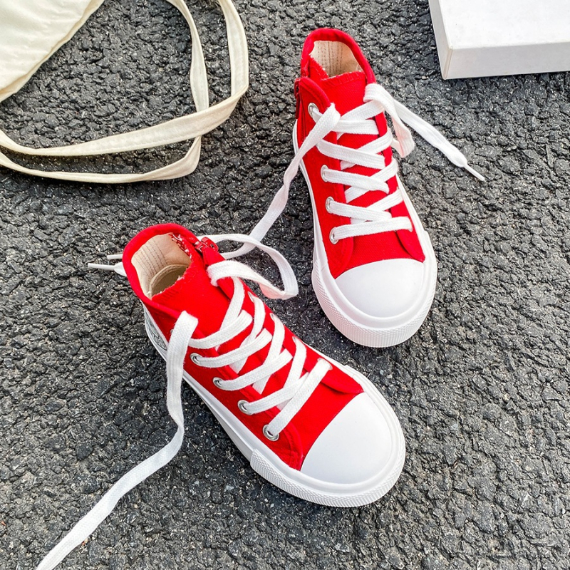 Detské plátenné tenisky strednej výšky s bočným zipsom, gumová podrážka, EVA vložka, priedušné