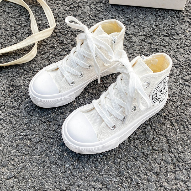 Detské plátenné tenisky strednej výšky s bočným zipsom, gumová podrážka, EVA vložka, priedušné