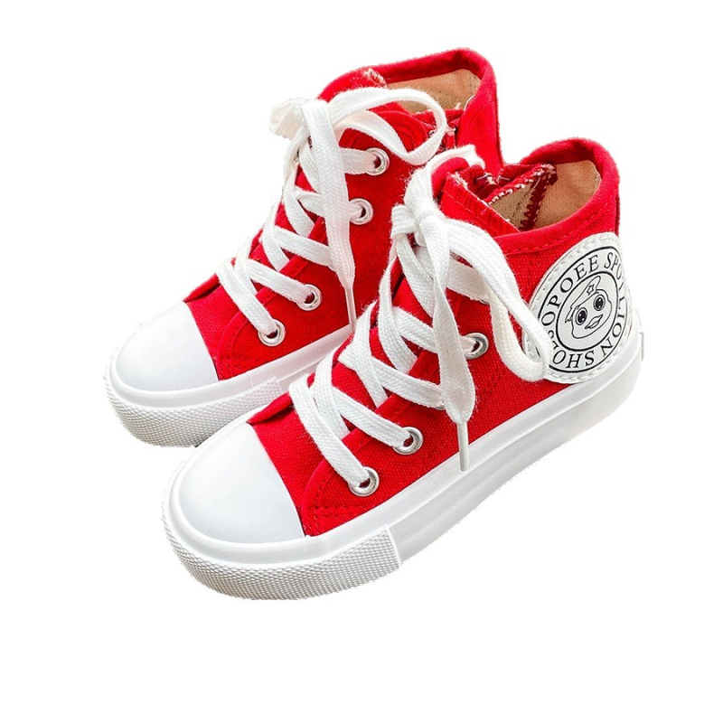 Detské plátenné tenisky strednej výšky s bočným zipsom, gumová podrážka, EVA vložka, priedušné