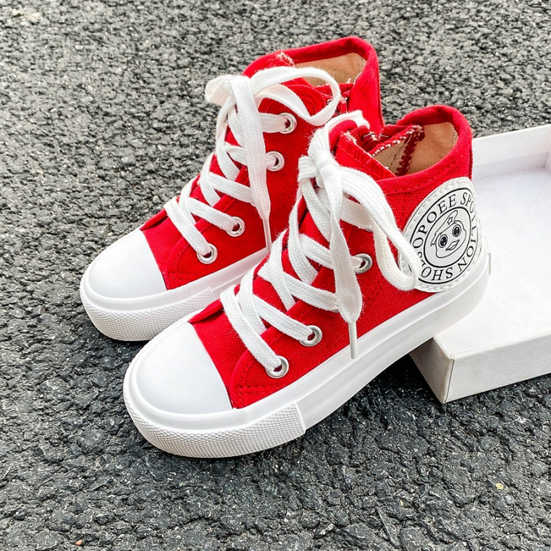 Detské plátenné tenisky strednej výšky s bočným zipsom, gumová podrážka, EVA vložka, priedušné