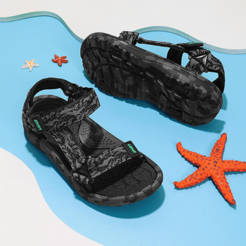 Chlapčenské sandále s jedným remienkom, textilná horná časť, ľahká MD podrážka, zapínanie na suchý zips, protišmykové