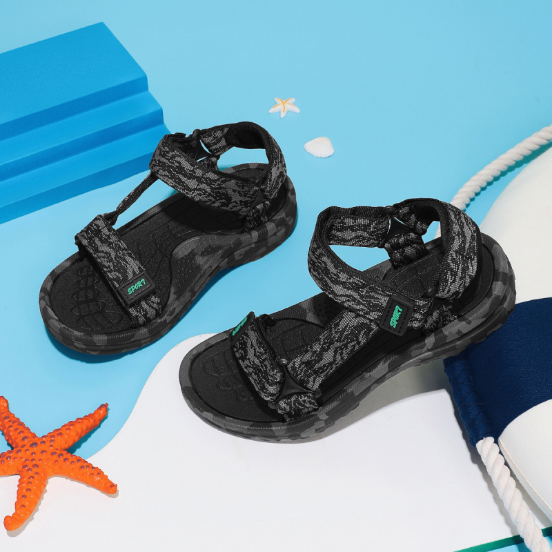 Сандали с една презрамка за момчета, горна част от текстил, лека MD подметка, закопчаване с велкро, антихлъзгаща подметка