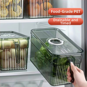 Box na skladovanie do chladničky so viečkom — Lily of the Valley; plastový materiál vhodný pre potraviny; jednoduchý štýl; skladovanie, uchovávanie, odvodnenie