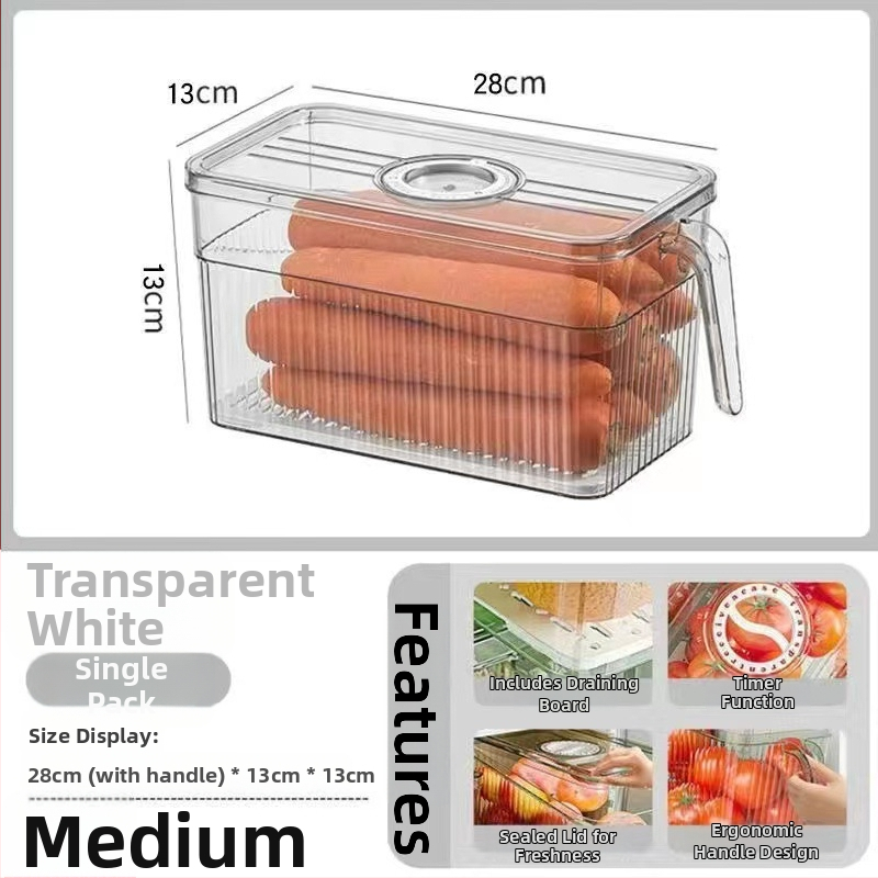 Box na skladovanie do chladničky so viečkom — Lily of the Valley; plastový materiál vhodný pre potraviny; jednoduchý štýl; skladovanie, uchovávanie, odvodnenie