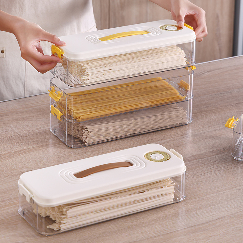 Štvorecová uzatváracia nádoba na cestoviny – plastová potravinárska trieda, kuchynské skladovanie s viečkom