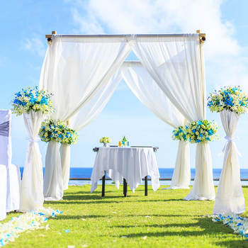 Chiffonové svadobné pozadie záves pre dekoráciu — polyester, moderný minimalistický štýl, vhodné pre obývaciu izbu, balkón a komerčné priestory, bez inštalácie