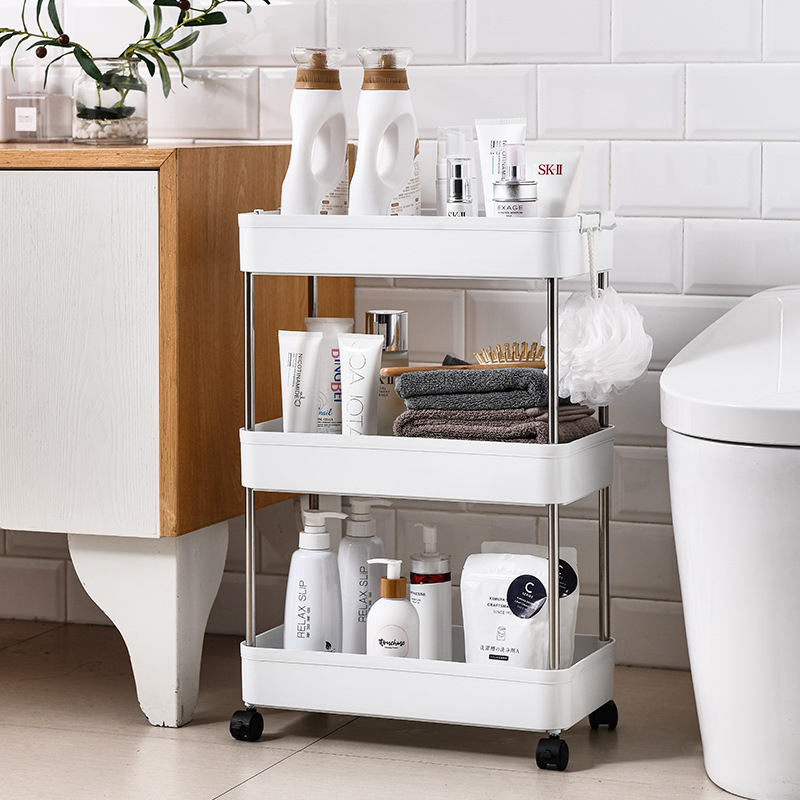 Frigider mobil pentru bucătărie pe roți, 4 niveluri, din plastic, depozitare în bucătărie