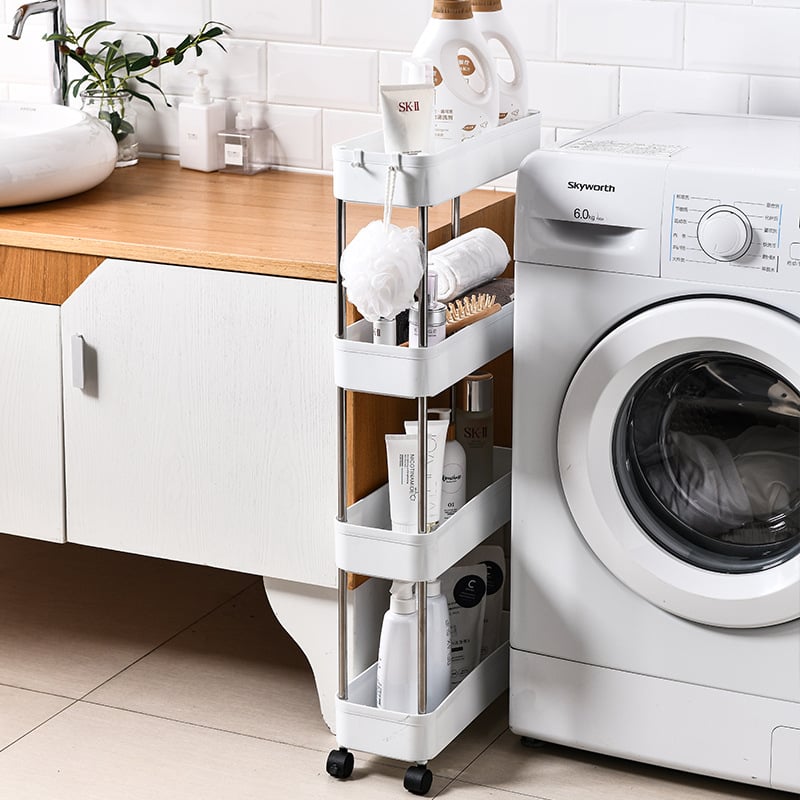 Frigider mobil pentru bucătărie pe roți, 4 niveluri, din plastic, depozitare în bucătărie