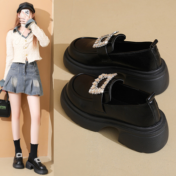 Dámske loafer topánky, PU vrchná časť, gumová podrážka, okrúhly špička, stredná päta 3-5 cm