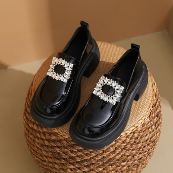 Dámske loafer topánky, PU vrchná časť, gumová podrážka, okrúhly špička, stredná päta 3-5 cm