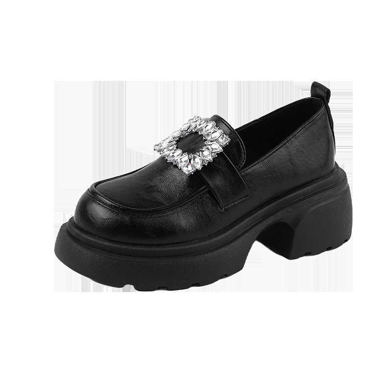 Dámske loafer topánky, PU vrchná časť, gumová podrážka, okrúhly špička, stredná päta 3-5 cm