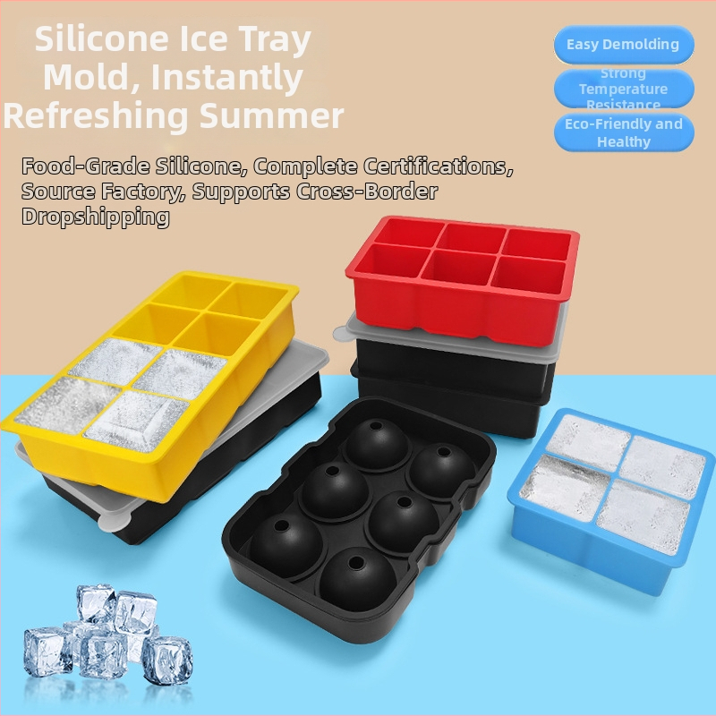 Silikónová forma na ľad s 4/6/8 dutinami, rýchle zmrazenie, ľahké vyberanie