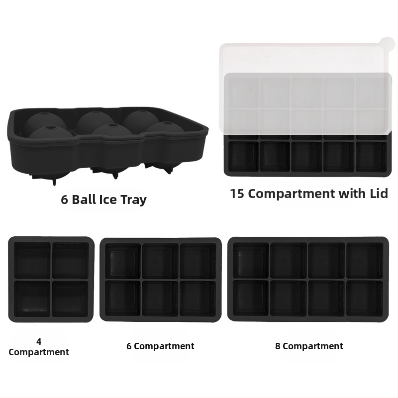 Silikónová forma na ľad s 4/6/8 dutinami, rýchle zmrazenie, ľahké vyberanie