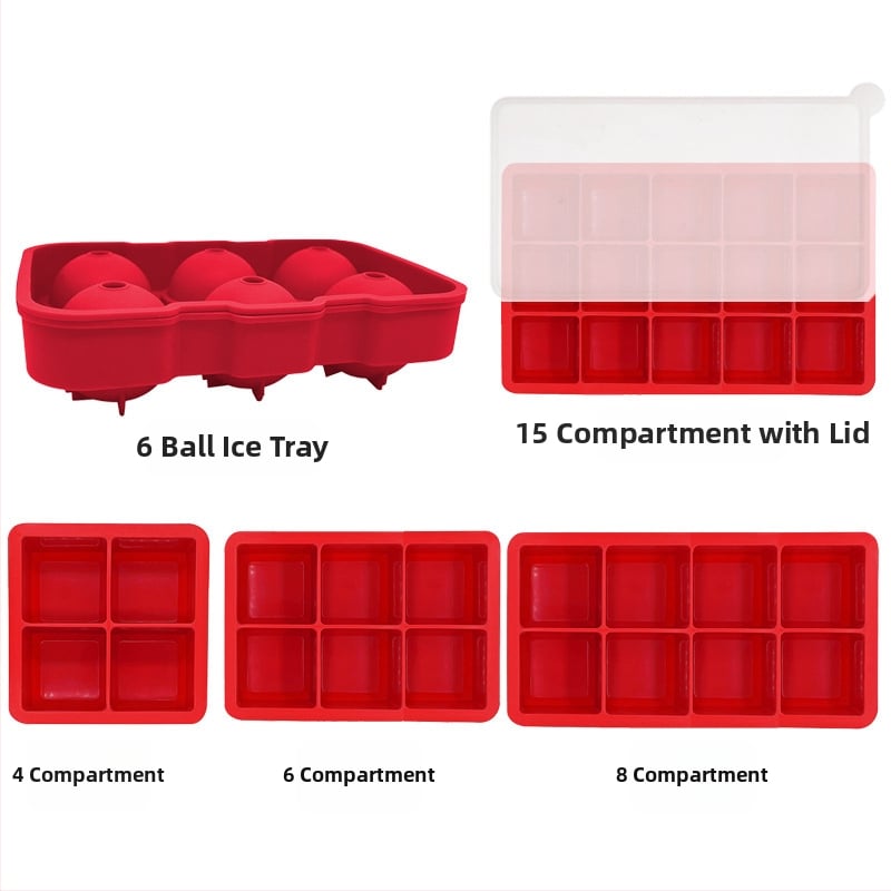 Silikónová forma na ľad s 4/6/8 dutinami, rýchle zmrazenie, ľahké vyberanie
