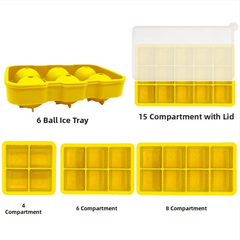 Silikónová forma na ľad s 4/6/8 dutinami, rýchle zmrazenie, ľahké vyberanie
