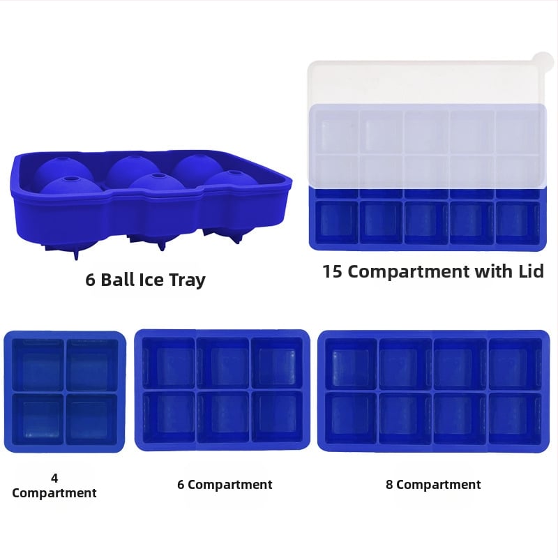 Silikónová forma na ľad s 4/6/8 dutinami, rýchle zmrazenie, ľahké vyberanie