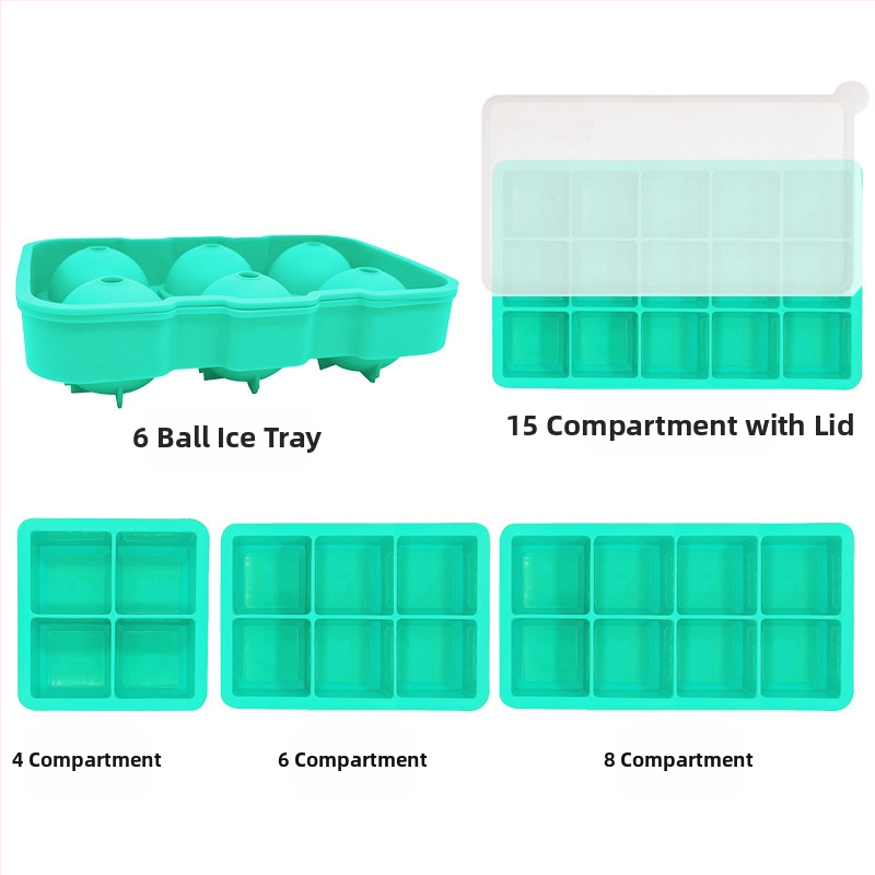Silikónová forma na ľad s 4/6/8 dutinami, rýchle zmrazenie, ľahké vyberanie