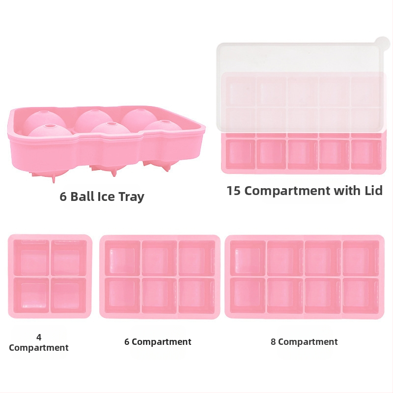 Silikónová forma na ľad s 4/6/8 dutinami, rýchle zmrazenie, ľahké vyberanie