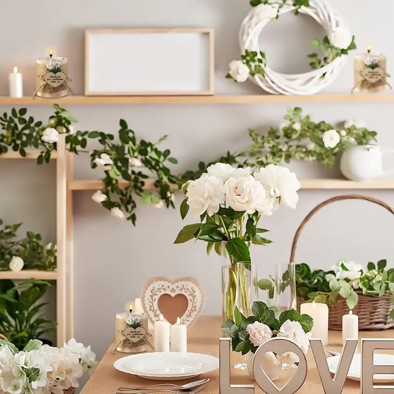 Drevený svietnik na svadobnú výzdobu, európsky štýl; vhodný na svadby, narodeniny a párty; darček pre dvojicu, kolegov, priateľov alebo spolužiakov.