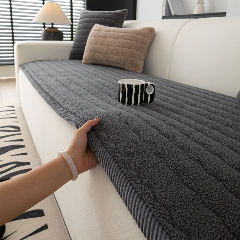 Quilted plush μαξιλάρι καναπέ για όλες τις εποχές, αντιολισθητικό και πλένεται στο πλυντήριο, κατάλληλο για γωνιακό καναπέ