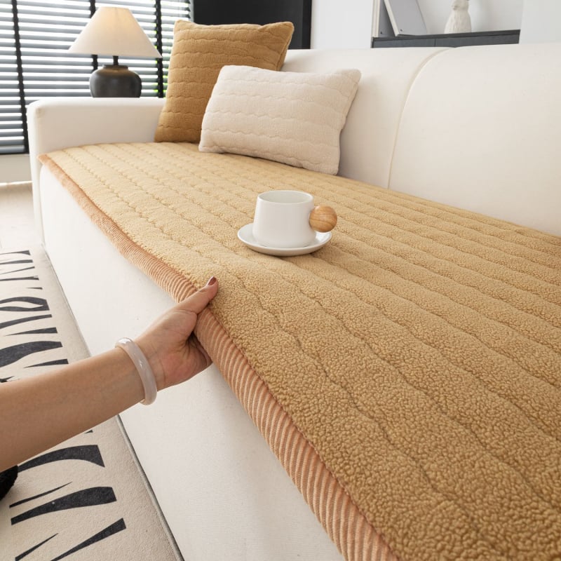 Quilted plush μαξιλάρι καναπέ για όλες τις εποχές, αντιολισθητικό και πλένεται στο πλυντήριο, κατάλληλο για γωνιακό καναπέ