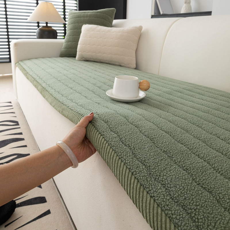 Quilted plush μαξιλάρι καναπέ για όλες τις εποχές, αντιολισθητικό και πλένεται στο πλυντήριο, κατάλληλο για γωνιακό καναπέ