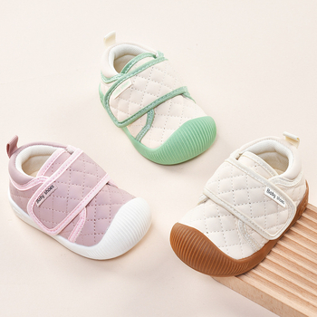 Pantofi pentru copii mici cu partea superioară din piele microfibră, respirabili, talpă antiderapantă, potriviți pentru primăvară-toamnă, închidere cu Velcro