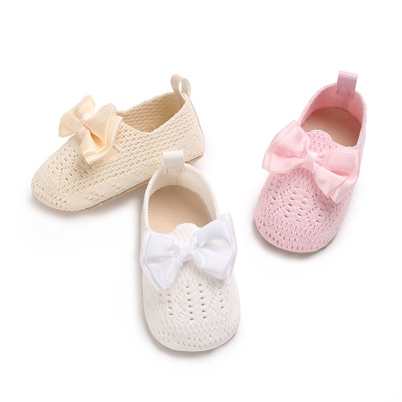 Topánky pre batoľatá s mašličkou, bavlnený povrch, slip-on, nízky lem, 12–36 mesiacov, jar–jeseň