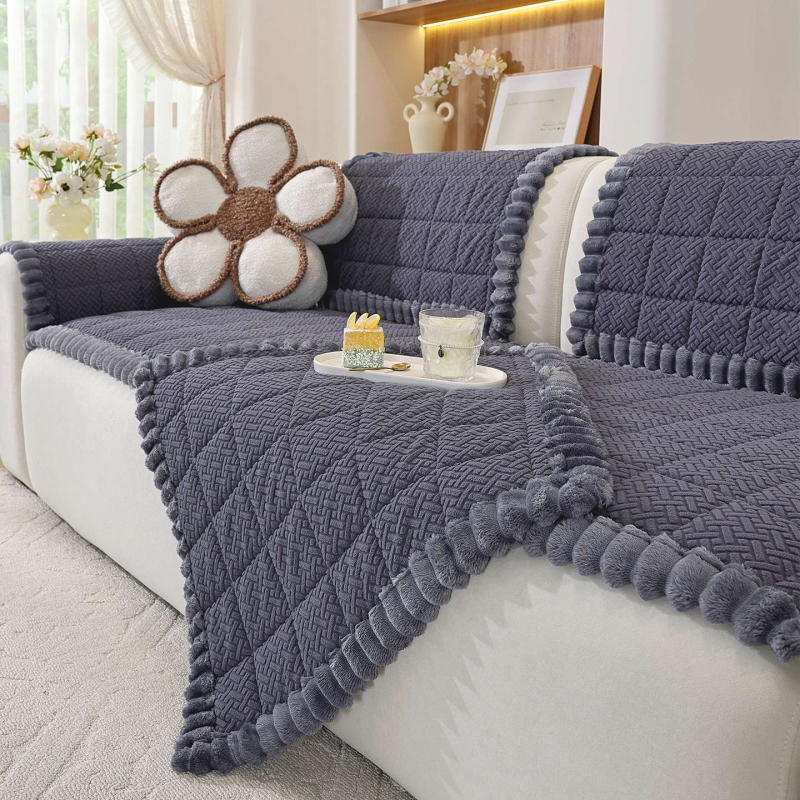 Navlaka za jastučnicu kauča – pamuk fleece, mrežasti uzorak, kompatibilna s modulnim kaučom, minimalističko-modern stil