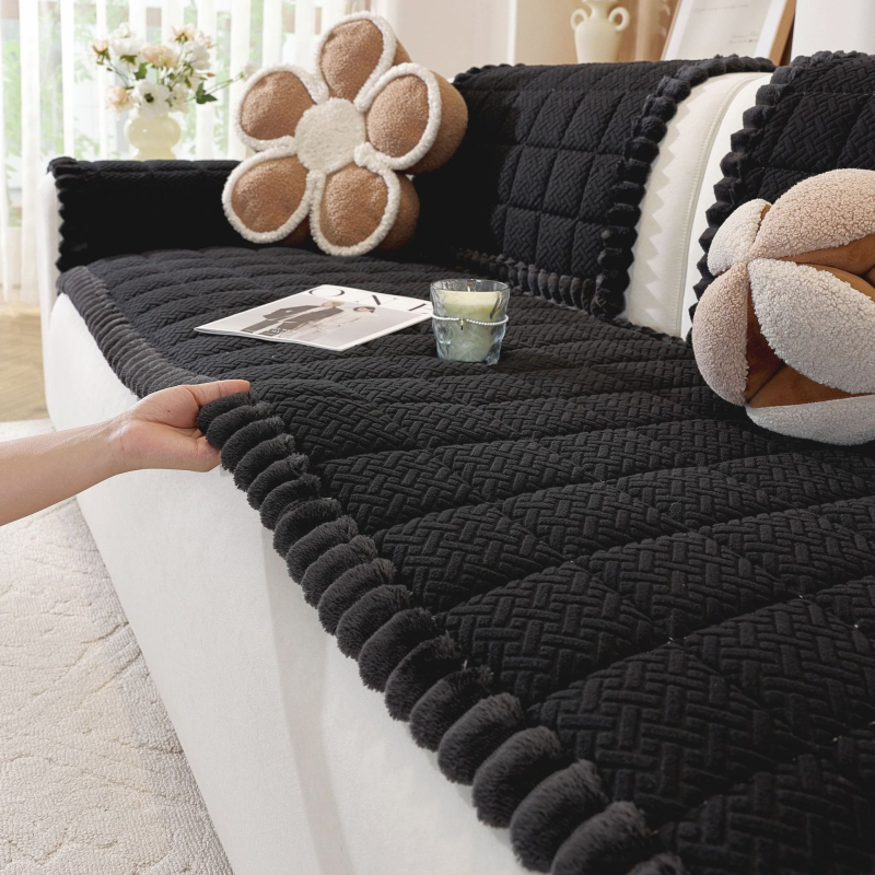 Navlaka za jastučnicu kauča – pamuk fleece, mrežasti uzorak, kompatibilna s modulnim kaučom, minimalističko-modern stil