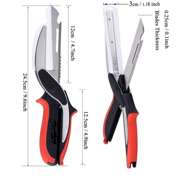 Kuchynské nožnice 2 v 1 na jedlo a zeleninu, odnímateľné, čepele z nehrdzavejúcej ocele, rukoväť PP+TPR