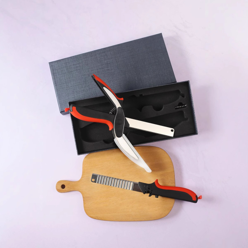 Kuchynské nožnice 2 v 1 na jedlo a zeleninu, odnímateľné, čepele z nehrdzavejúcej ocele, rukoväť PP+TPR